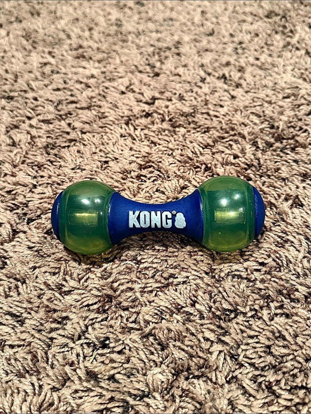 KONG Squeezz Dumbbell Dog Toy Blue & Green